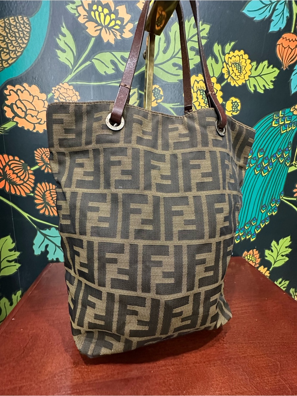Vintage Fendi Zucca FF Monogram Jacquard Tote Bag Brown Tobacco | Italy - Picture 5 of 12